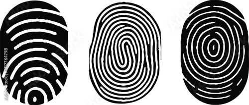 Fingerprint identification collection. Finger print vector icons set illustration 