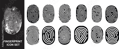 Scanning finger icon. Set of fingerprints. stock illustration. Vector illustration. 