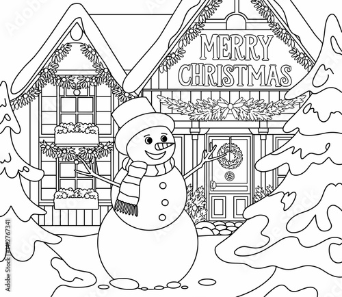 christmas, happy christmas, christmas coloring book, cute animal christmas coloring page, kids coloring, coloring page, coloring, cartoon, illustration, coloring book, vector, animal, drawing, sketch,