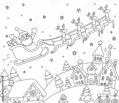 christmas, happy christmas, christmas coloring book, cute animal christmas coloring page, kids coloring, coloring page, coloring, cartoon, illustration, coloring book, vector, animal, drawing, sketch,