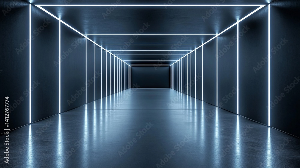 Obraz premium Futuristic, glowing tunnel