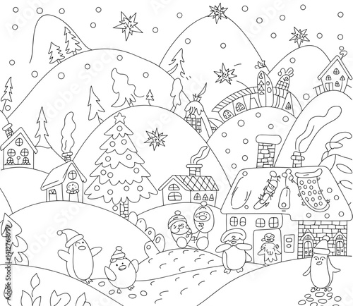christmas, happy christmas, christmas coloring book, cute animal christmas coloring page, kids coloring, coloring page, coloring, cartoon, illustration, coloring book, vector, animal, drawing, sketch,