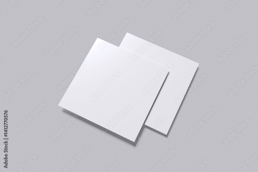 Square Business Card white fornt and back view for mockup template Square Business Card white fornt and back view for mockup template