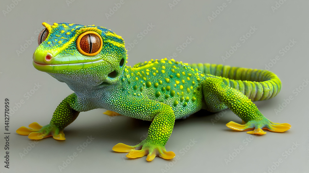 Fototapeta premium Colorful Pixelated Gecko Portrait