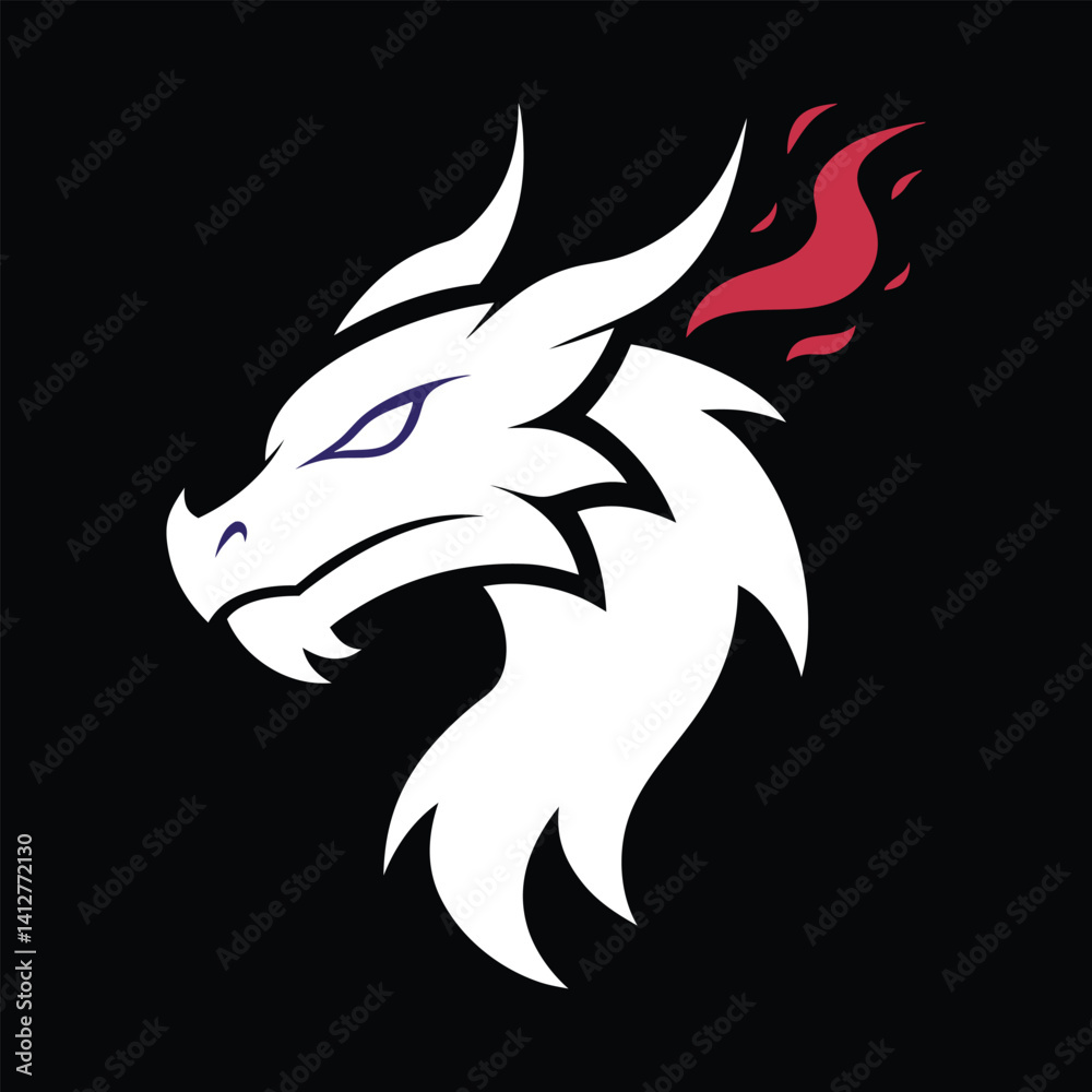 Obraz premium dragon head mascot logo vector art illustration