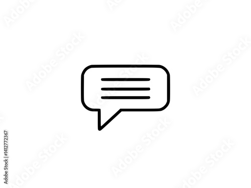 Speech icon with continuous text black and white