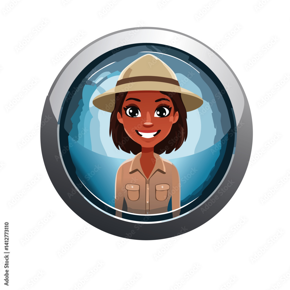 Safari Woman Vector icon design button