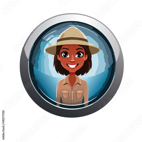 Safari Woman Vector icon design button	