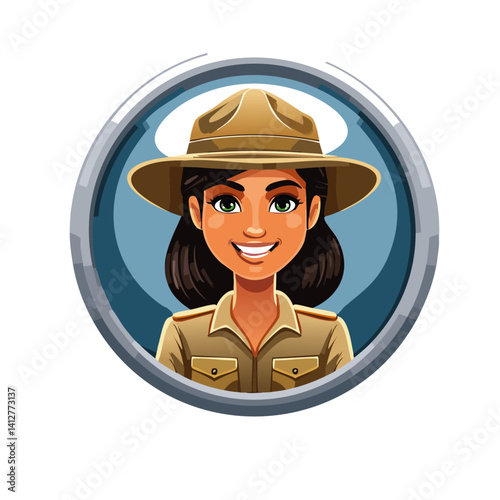 Safari Woman Vector icon design button	