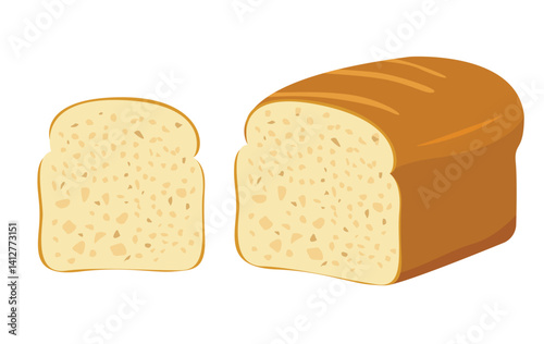 Whole wheat bread , vector illustration, two toast bread slices