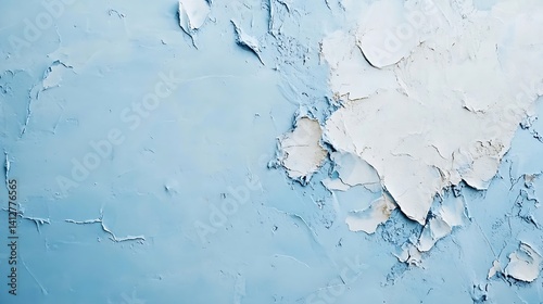 Textured Blue Paint Peel on Wall Creating an Aged and Weathered Look : Generative AI