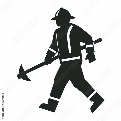 silhouette firefighters pose Vector Silhouette