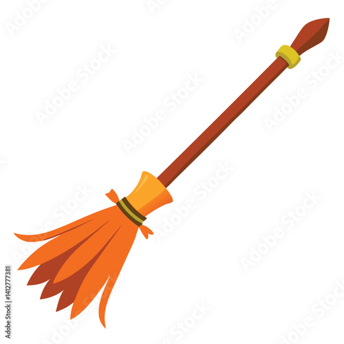Halloween broomsticks isolated on white background