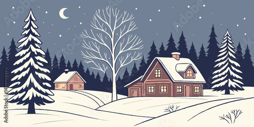 winter landscape with house