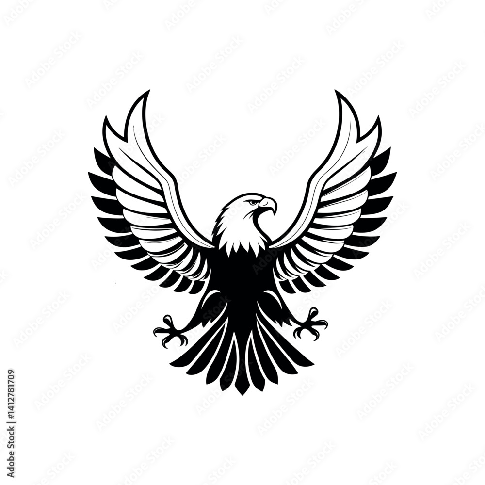 Fototapeta premium eagle,american eagle silhouette logo vector line art logo design