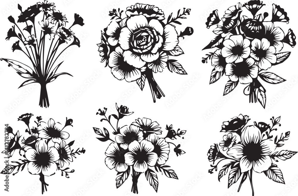 Set of flowers. Hand drawn vector illustration Set of flowers. Hand drawn vector illustration