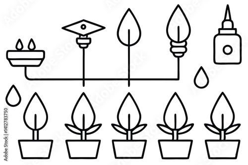Drip Irrigation System Icons Collection