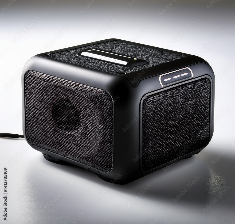 Modern Black Cube Speaker with Mesh Grill High Quality Audio System Modern Black Cube Speaker with Mesh Grill High Quality Audio System