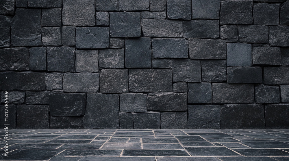 Elegant dark stone wall and floor background for interior design Elegant dark stone wall and floor background for interior design
