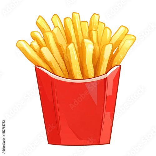 Delicious golden fries in a red carton a tasty treat