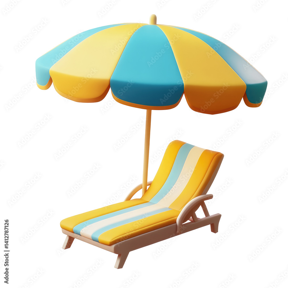 Cartoon Beach Umbrella on transparent background