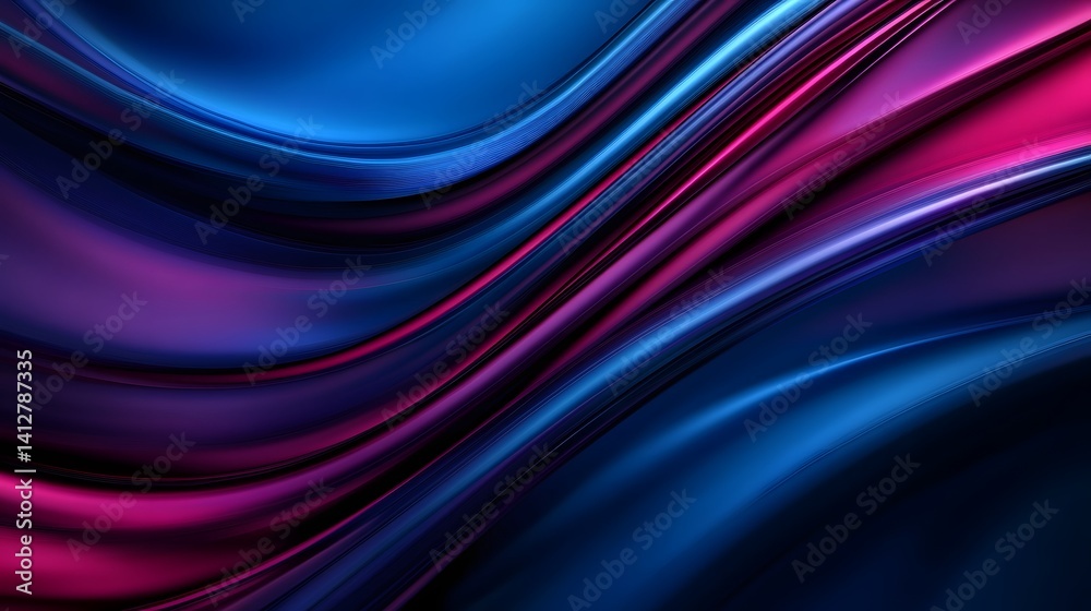 Fototapeta premium Luxury Abstract Wave-Like Neon Curves in Fluid Digital Design