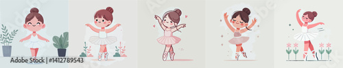 set vector kids dancing ballet