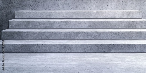 A minimalist concrete staircase with five steps and a smooth surface, showcasing a modern architectural design.