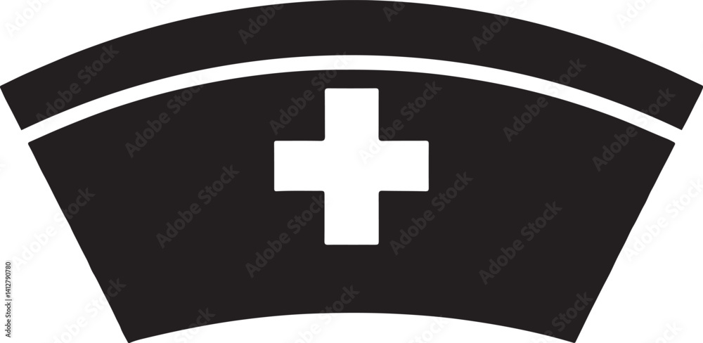 Obraz premium Nurse cap silhouette, nurse hat icon vector 