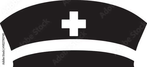 Nurse cap silhouette, nurse hat icon vector 