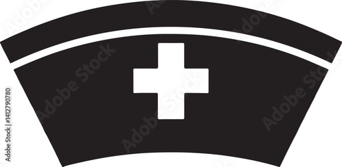 Nurse cap silhouette, nurse hat icon vector 