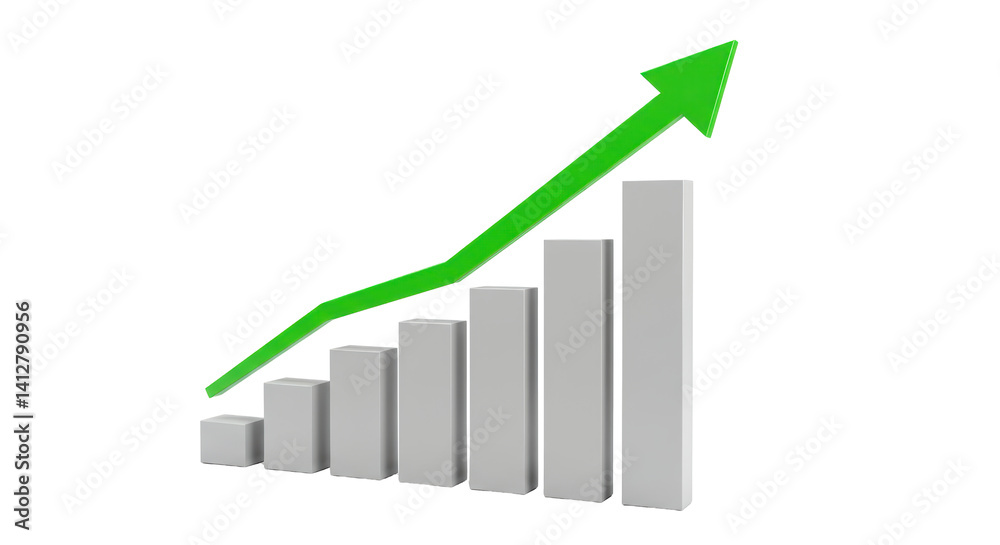 Isolated Business Growth Chart with Arrow Isolated Business Growth Chart with Arrow