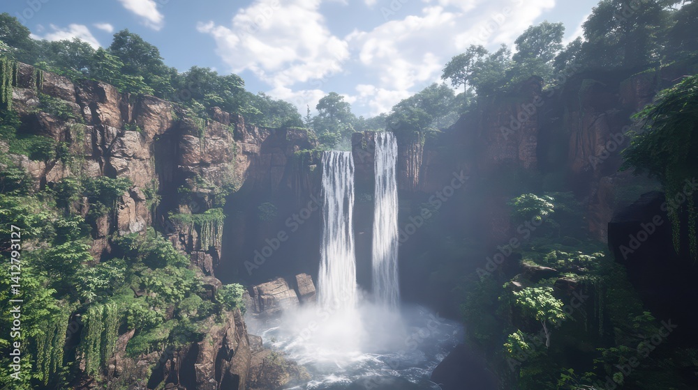 Fototapeta premium Tranquil waterfall landscape