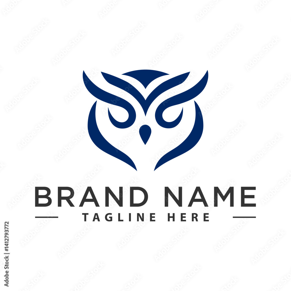 Obraz premium A head of owl logo features a sleek, minimalist design with sharp lines and minimal