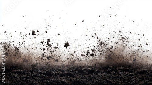 Brown Dirt and Dust Explosion on White Background