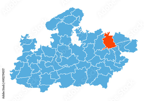 Satna District map highlighted in Madhya Pradesh state map