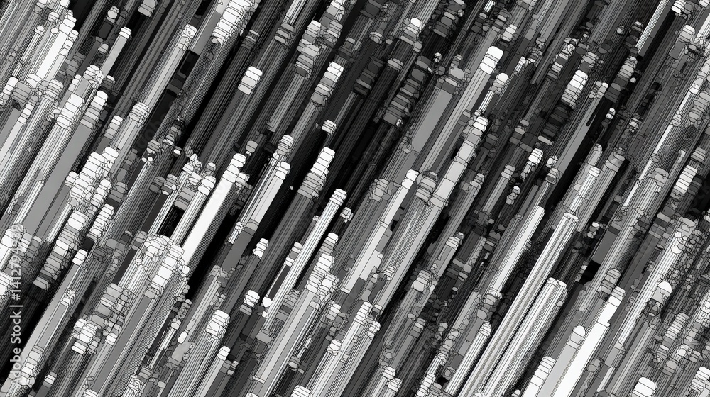 Abstract Monochrome Lines in Dynamic Vertical Arrangement Abstract Monochrome Lines in Dynamic Vertical Arrangement