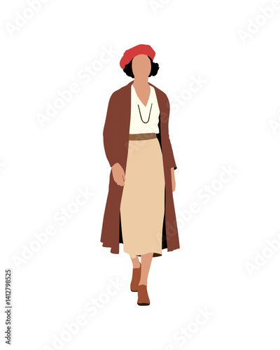 Flat vector people and illustration, woman with casual outfit