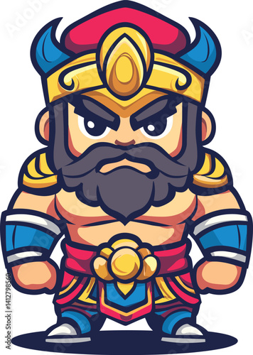 Colorful powerful warrior mascot Cartoon Vector