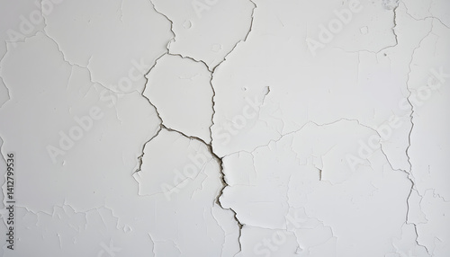 Timeworn ivory wall with jagged fissures and peeling layers, betraying its long history.. with white shades