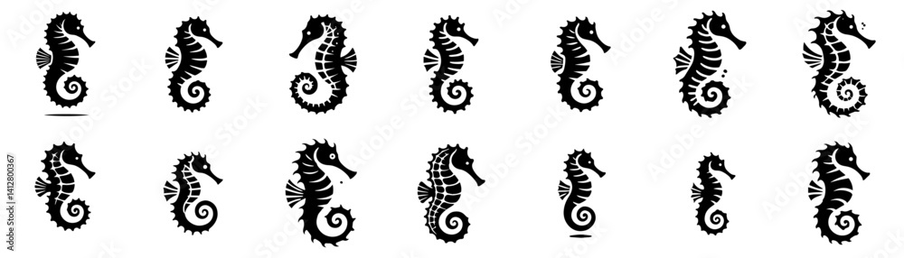 seahorse silhouette vector set seahorse silhouette vector set