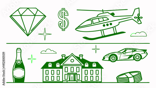 Set of transport icons, car, air, gift , box, dollar, house, diamond, logo, icon, Luxury Lifestyle Icons