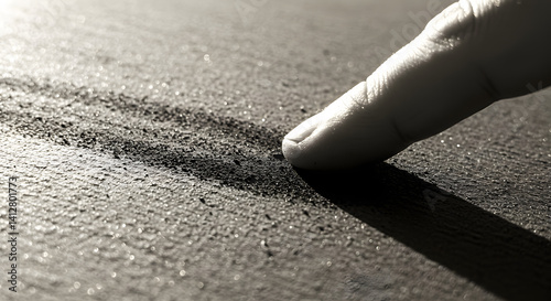 Finger Drawing Line in Dark Material Concept