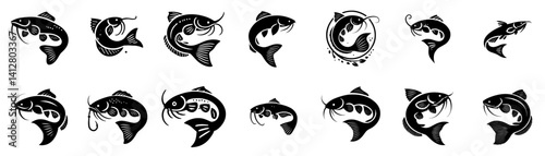 catfish silhouette vector set