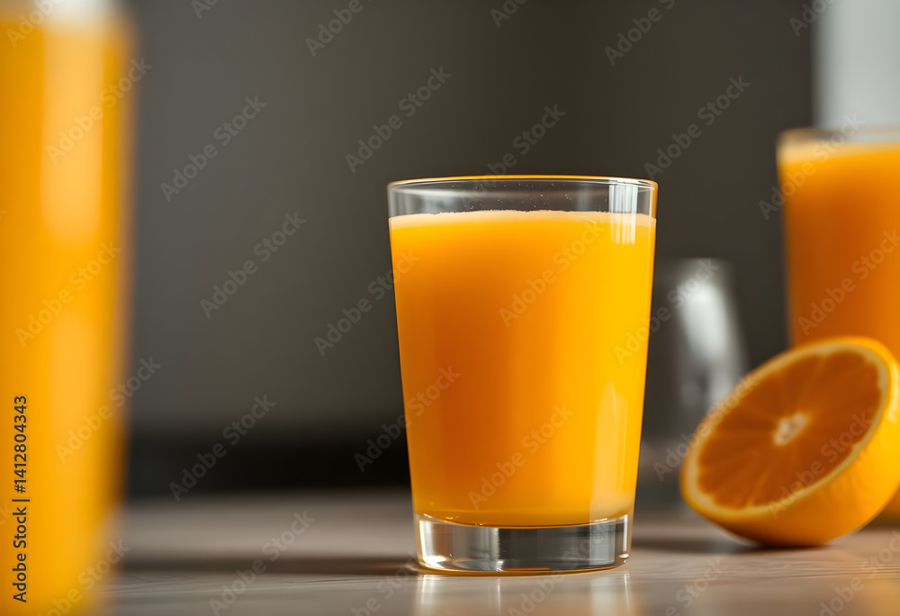 glass of orange juice next to an orange slice glass of orange juice next to an orange slice