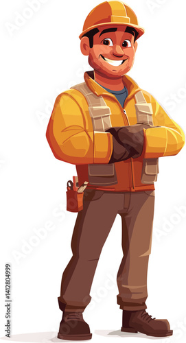 construction worker with smile Cartoon Vector