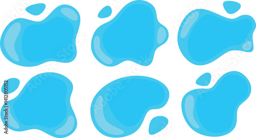 blue water puddle set illustration set 