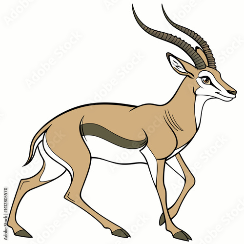 Cute cartoon deer with antlers on a white background vector illustration