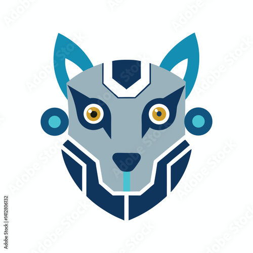 robot head mascot logo vector art illustration