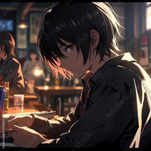 young boy working on laptop